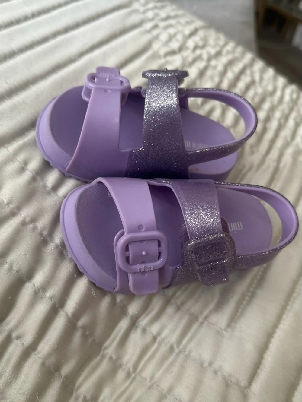 Mini Melissa Lilac Glitter Cozy Kids Sandals